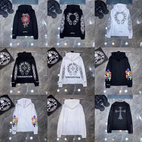 Chrome Hearts 2025 Colorful Cross Leather Sanskrit Hooded Sweatshirt for Casual and Versatile-2516